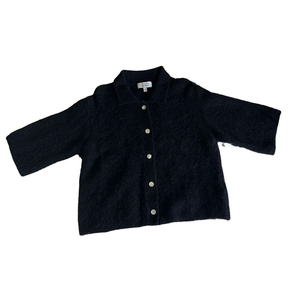 Stockholm Atelier & Other Stories Black Small Collard Knit Cardigan Sweater Wool